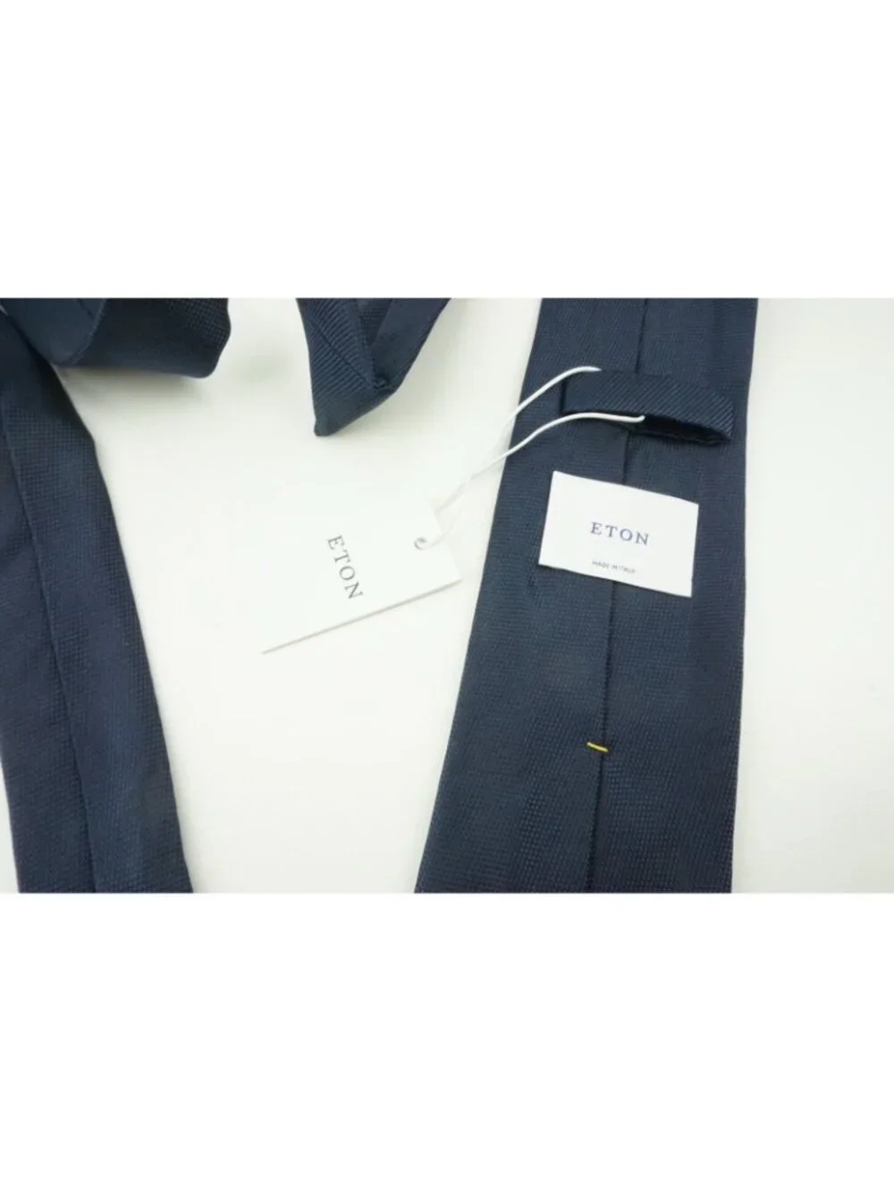 Eton Solid Indigo Blue Woven 100% Silk Tie Brand New With Tags